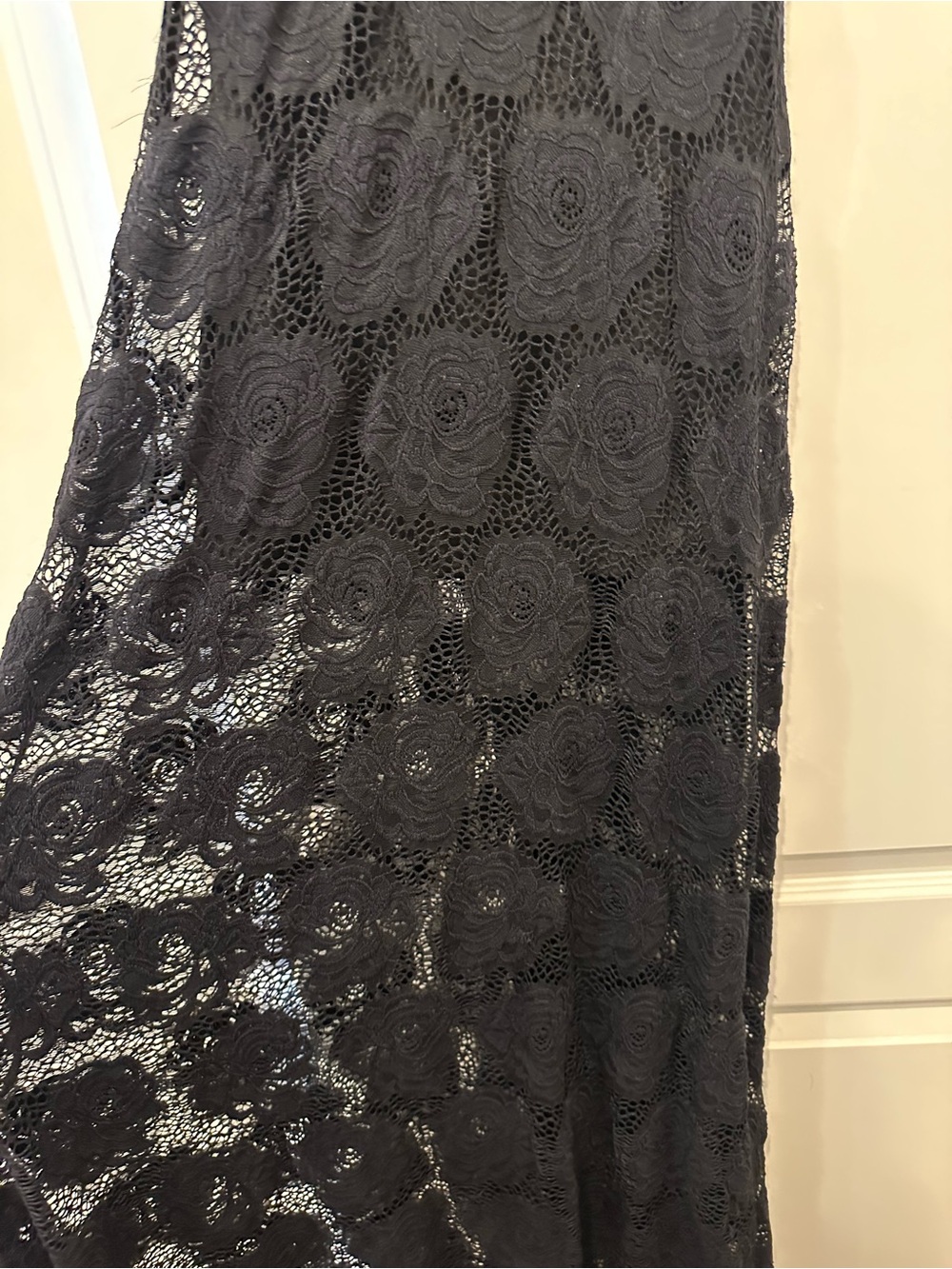 Black Lace Floral Maxi Dress